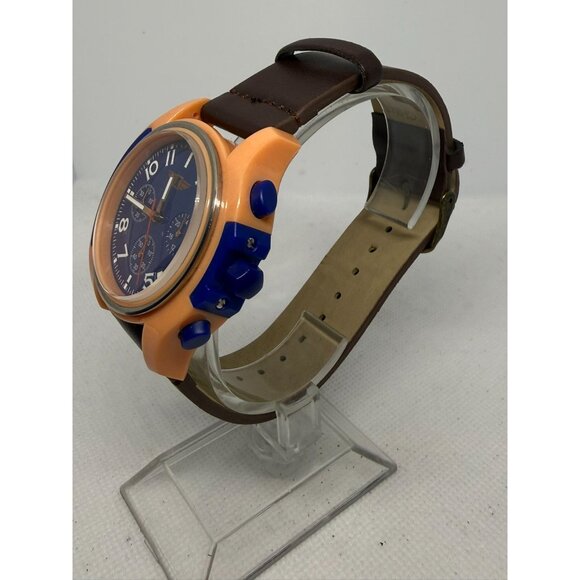 Invicta Mens Analog Watch With Orange Case & Brown Leather Band - Picture 2 of 11